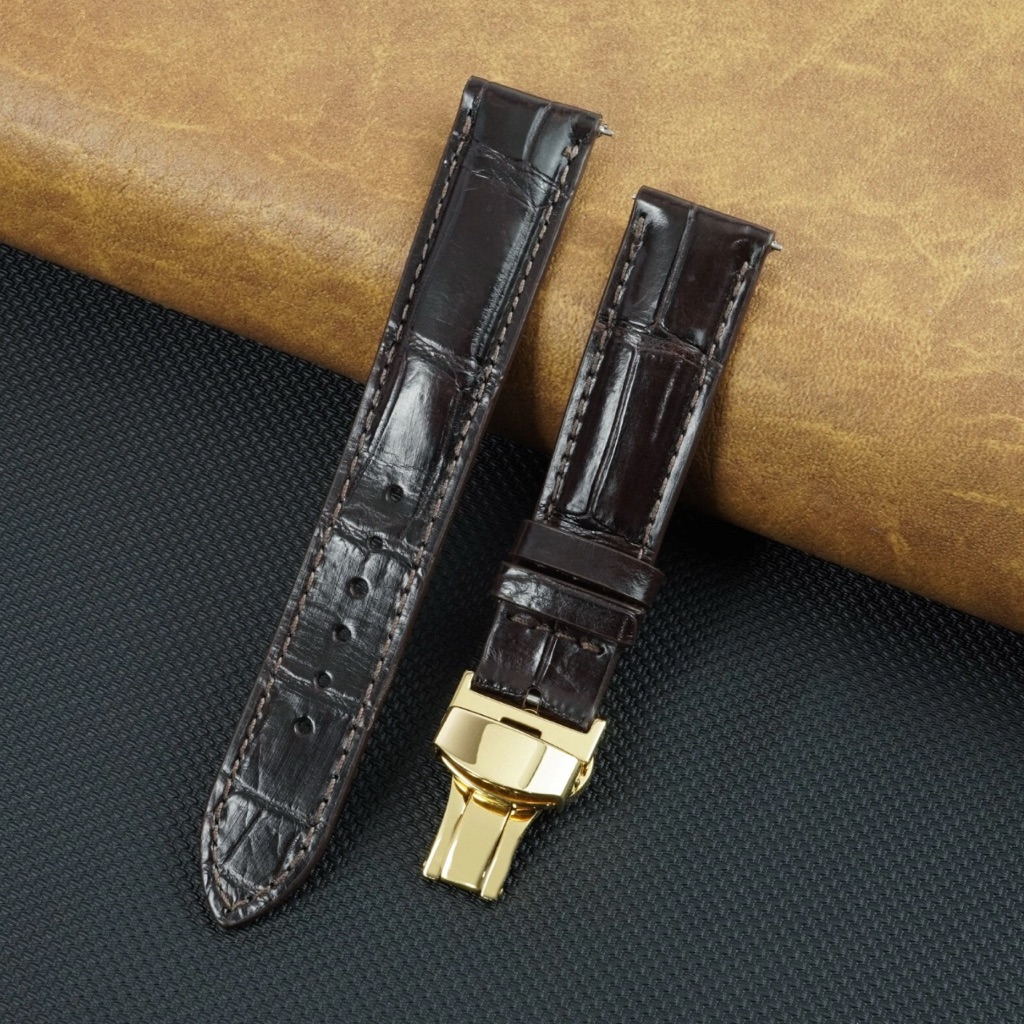 Crocodile Leather Watch Band Deployment Clasp Buckle Real Crocodile Watch Strap